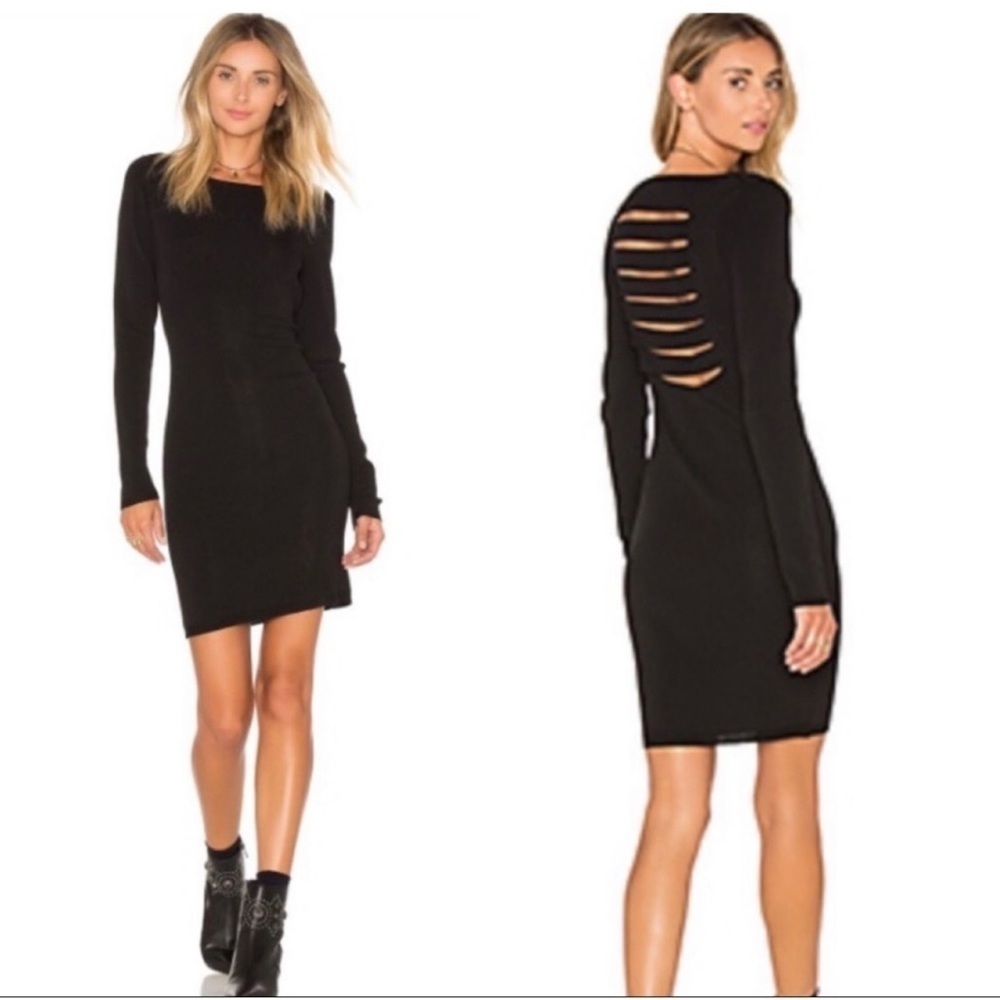 Skull Cashmere Karah Cut Out Black Strappy Long Sleeve Cocktail Dress Sz L